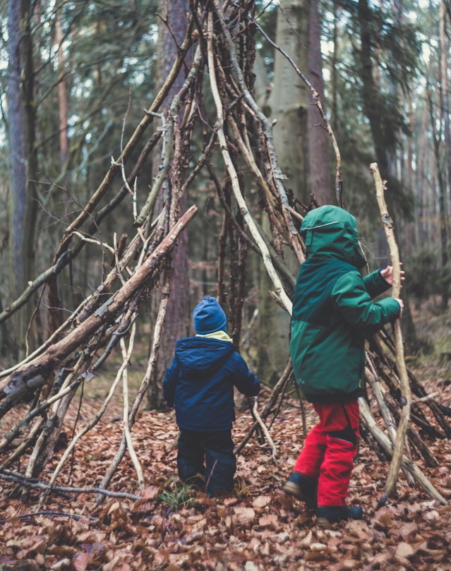 Children in a forest school setting